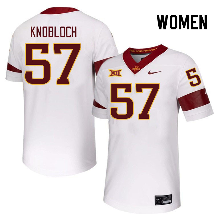 Women #57 Drake Knobloch Iowa State Cyclones College Football Jerseys Stitched-White